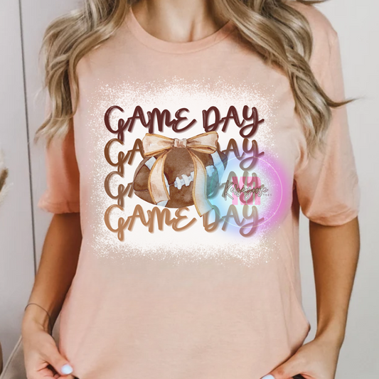 Game Day Football Bow Tee